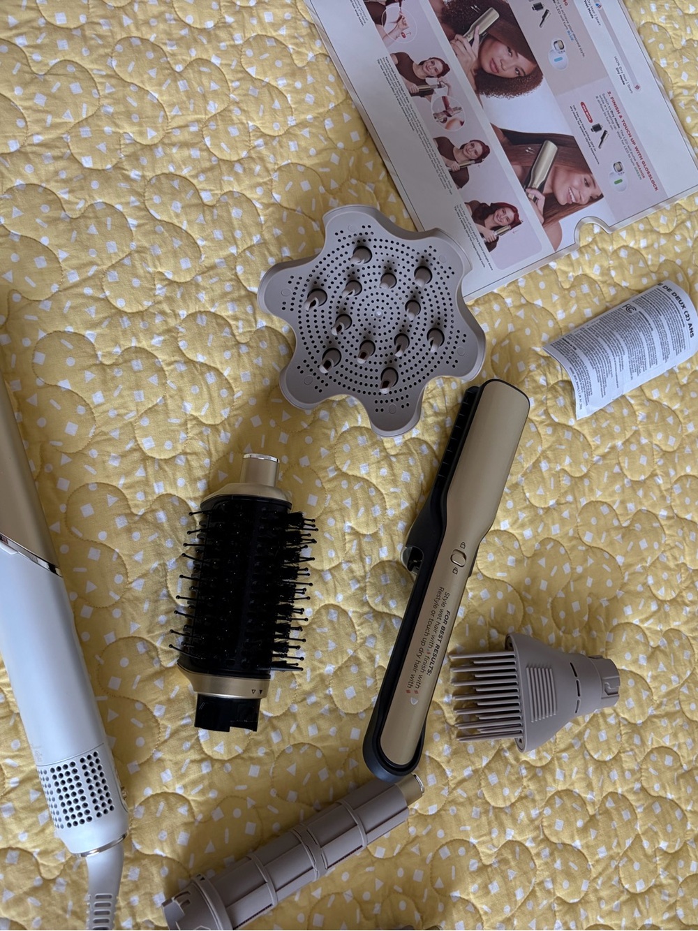 Ceramic Hair Straightener & Styling Brush Set - Beige